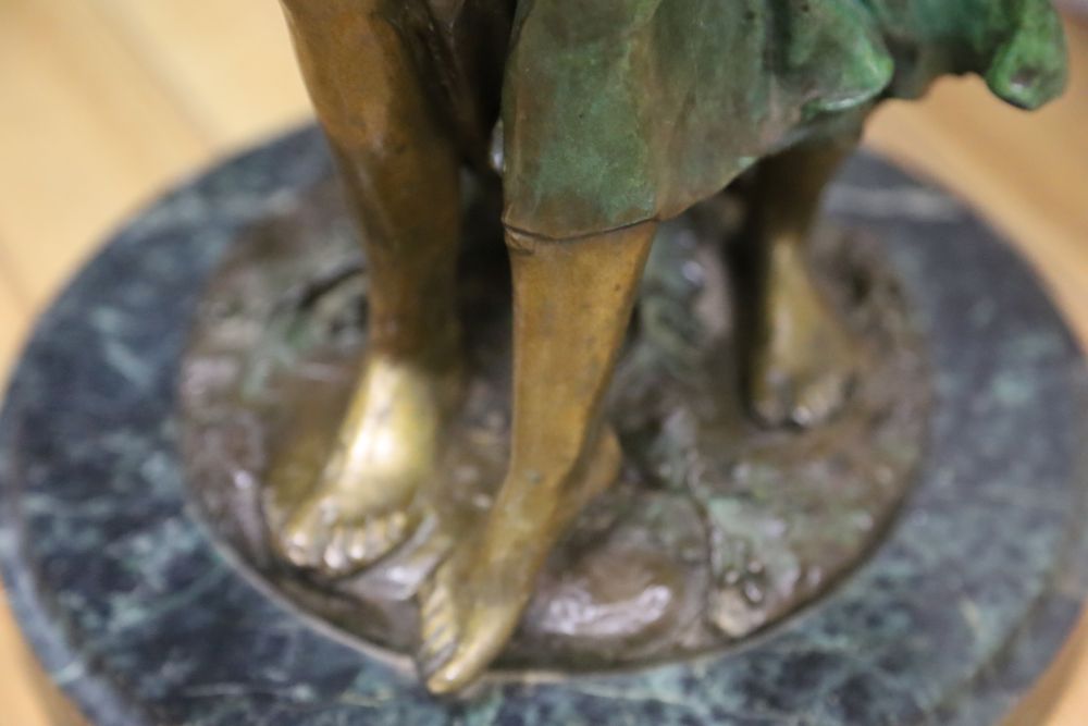 A bronze figure group, female dancers, indistinctly signed